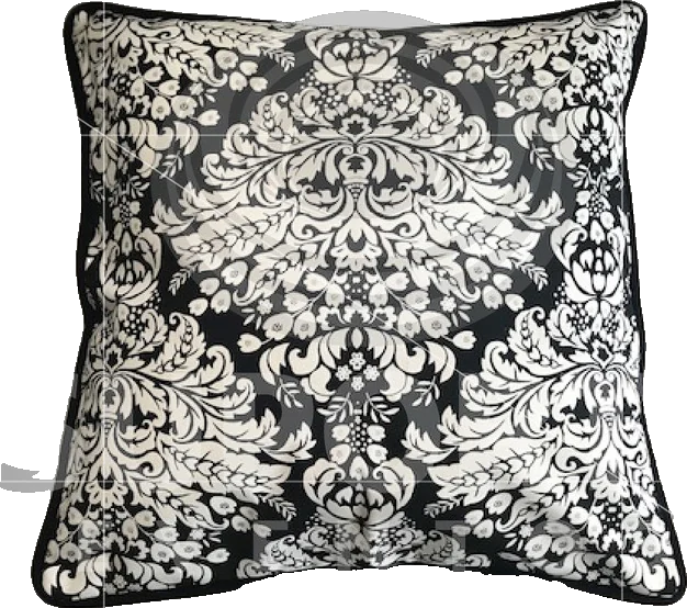 Almofada Preta Floral 0,45 x 0,45