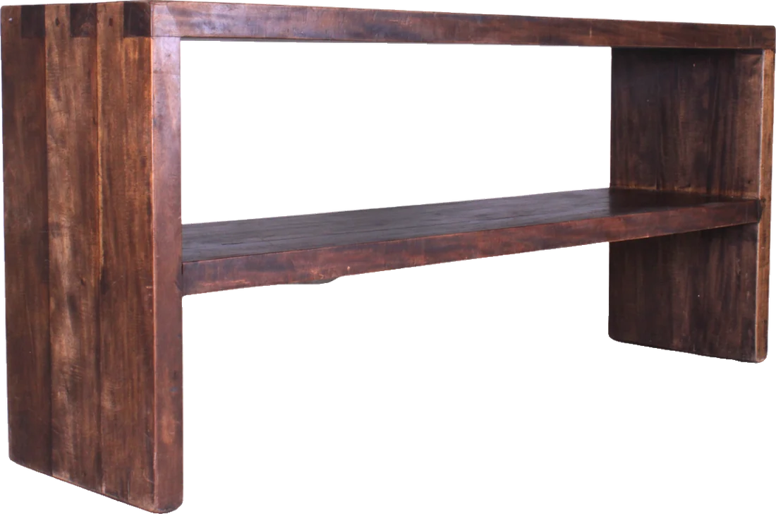 Aparador Console Malhetado Madeira com Prateleira (2M x 0,5M x 0,9M alt.)