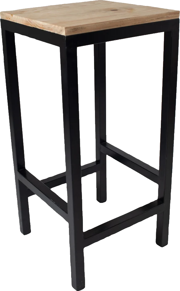 Banco Industrial preto Assento mad. Pinus 0,36 x 0,36