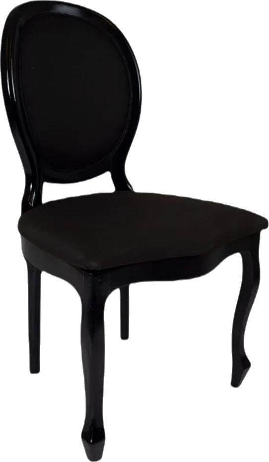 Cadeira Medalhão Preta Assento e Encosto Jacquard Preto