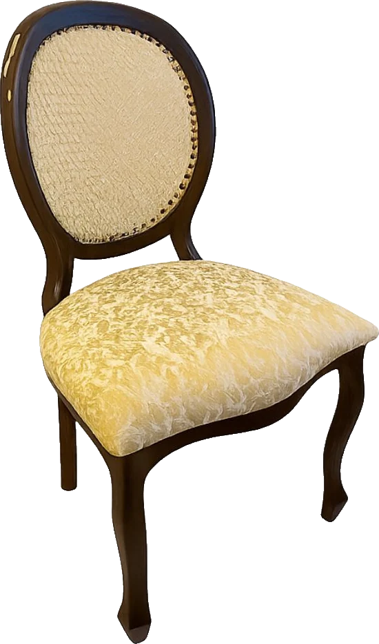 Cadeira Medalhão Tabaco Assento Dourado Jacquard