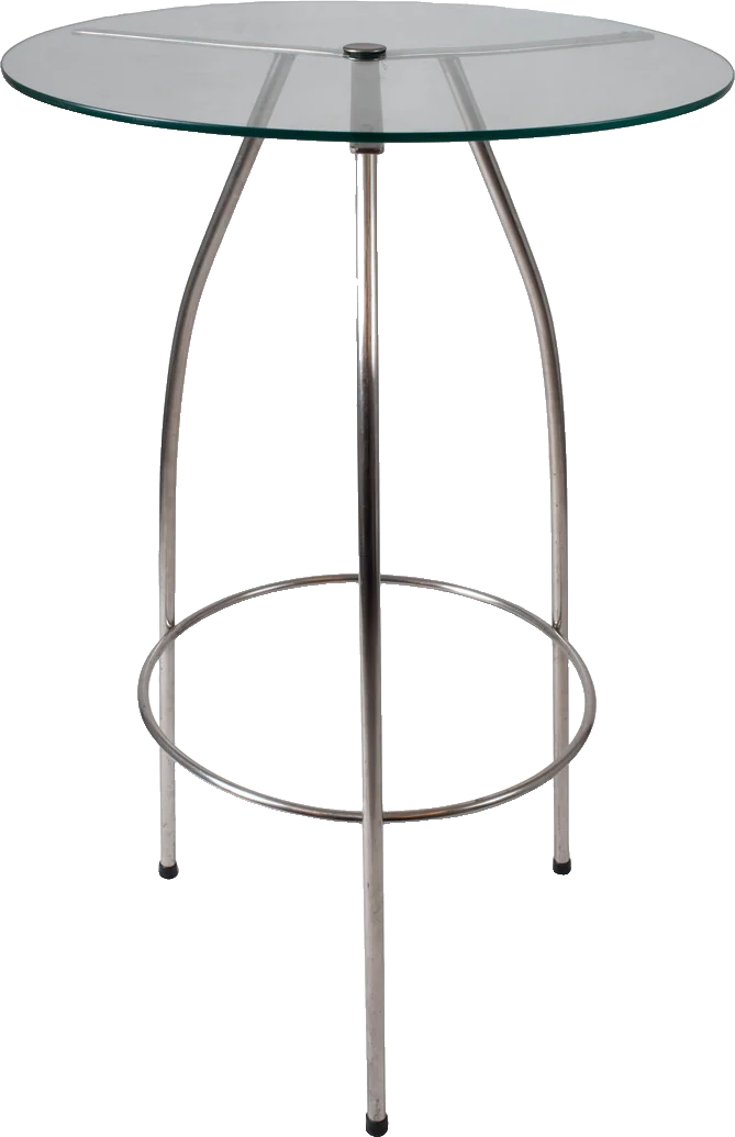 Mesa Bistrô Inox com Tampo de Vidro 0,65 diâmetro x 1,00 alt.