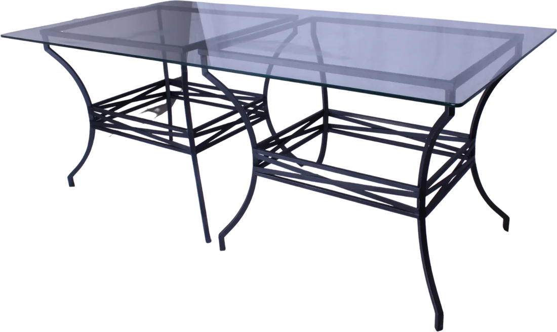 Mesa de Vidro com Base Metálica preta 2 x 1 | 1 x 1