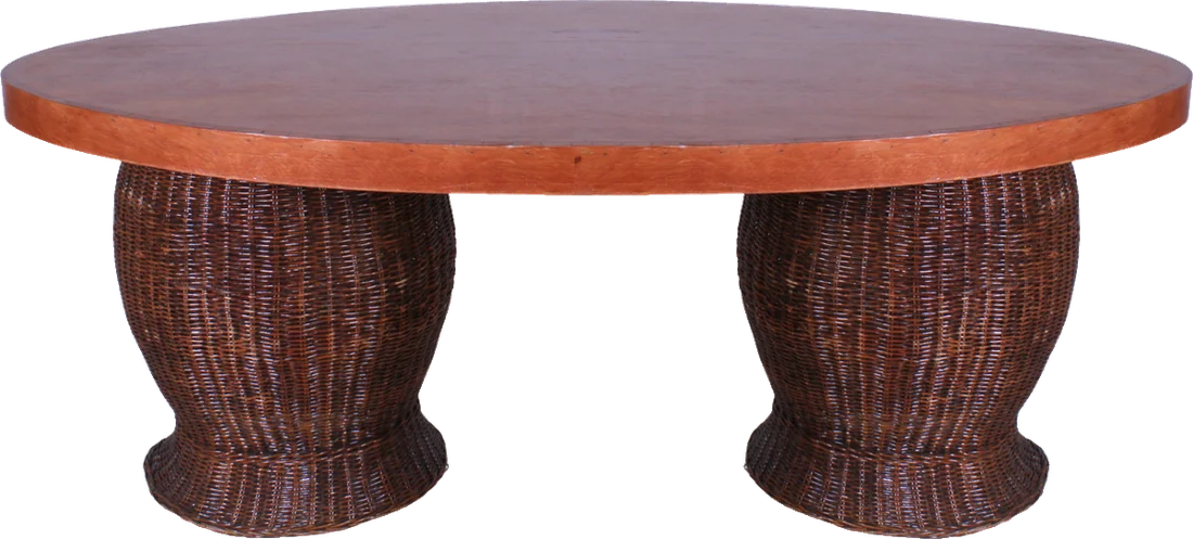 Mesa Imbuia Oval com Base em Vime (2M x 1,1M)