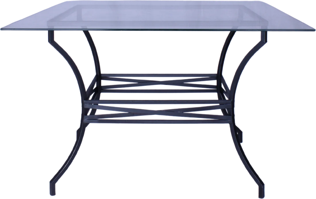Mesa Metálica preta 1,00 x 1,00 com Vidro