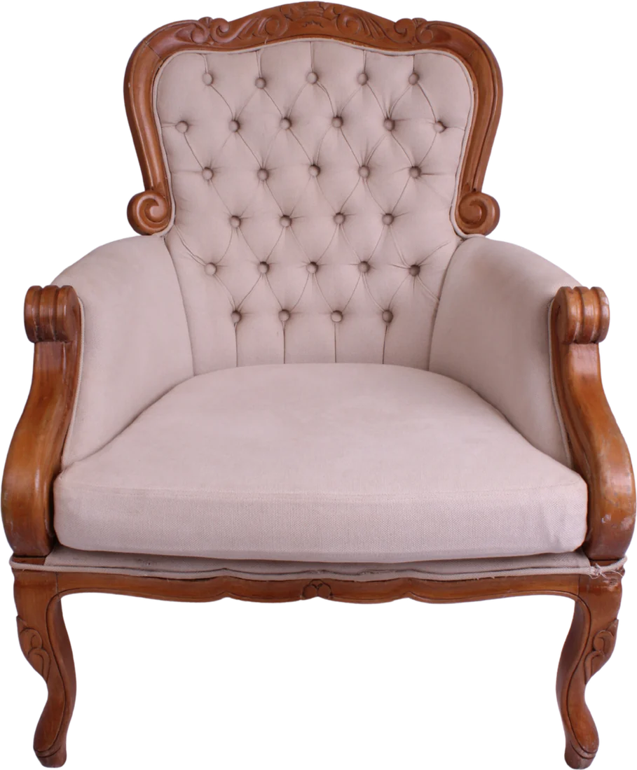 Poltrona Cibeli Imbuia Captonê Bege 0,77 x 0,80 x 1,02 alt.
