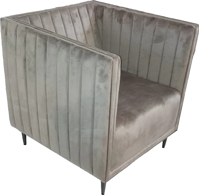 Poltrona Slim cor cinza veludo 0,65x0,77x0,71
