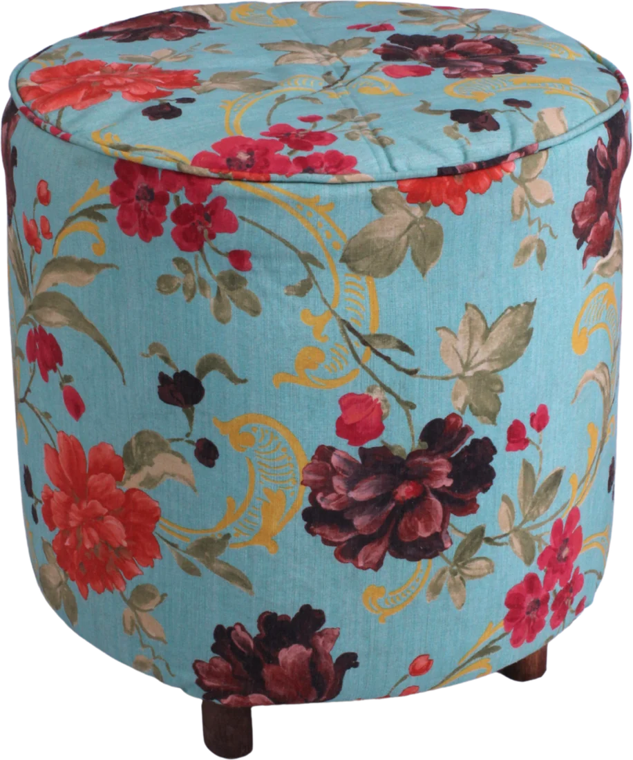 Puff Boho Estampado Azul Tiffany 0,50 de Diâmetro com Capa