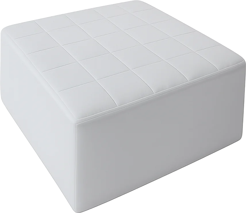 Puff Branco c/ Capa Branca Geométrica 1,00 x 1,00
