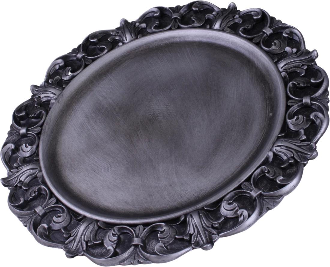 Sousplat Prata Envelhecido Vintage (D - 35cm)